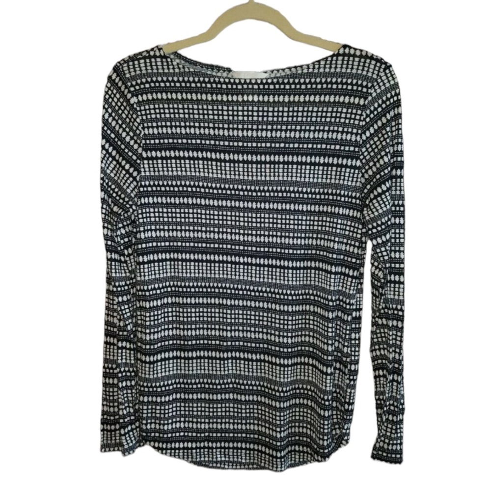 H&M Women's  Sz small Striped Long Sleeve Shirt Top blouse white black stretch